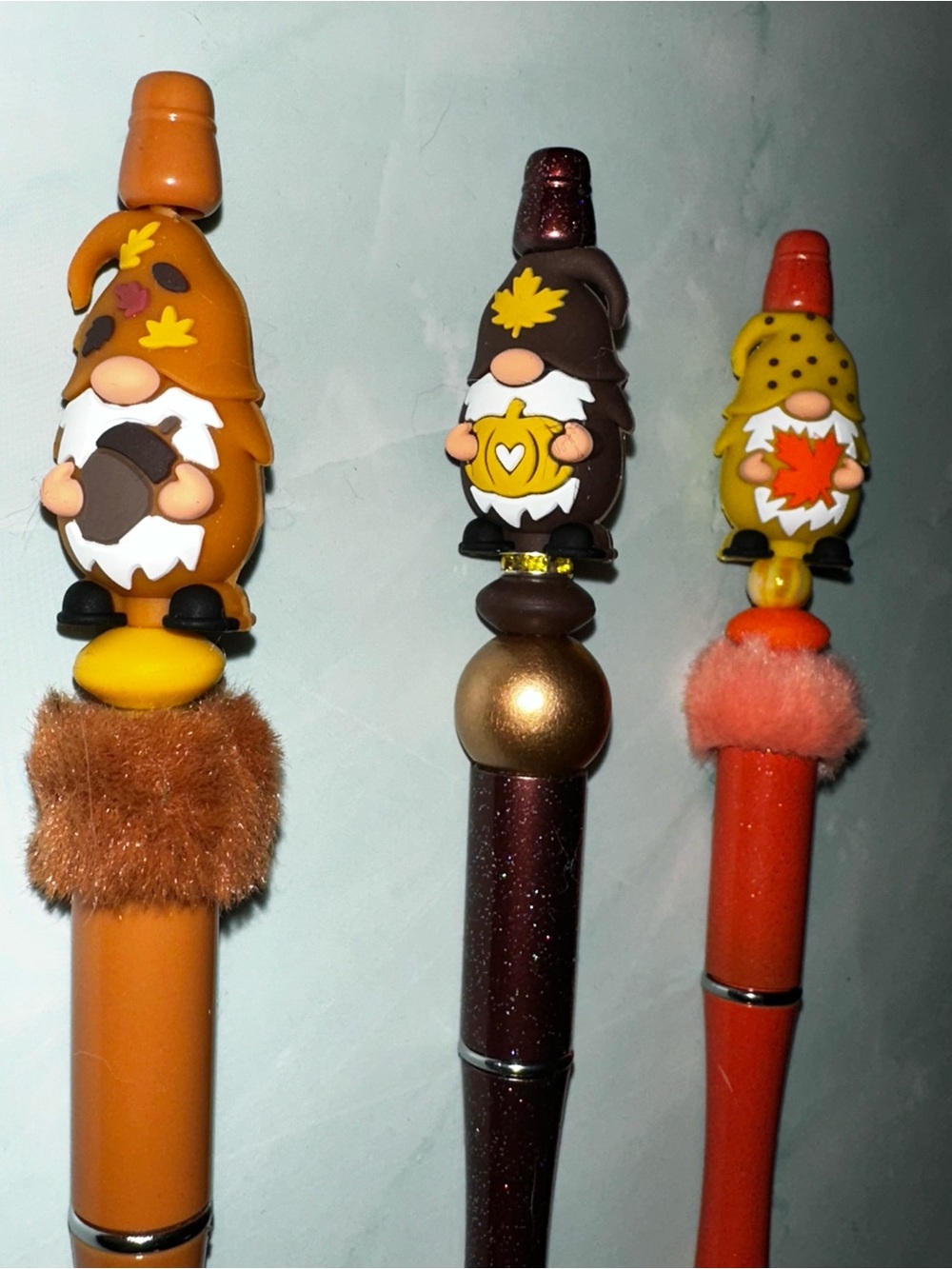 Fall Harvest Gnome Pen Set - Orange, Brown, Gold